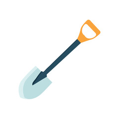 Shovel, farming flat vector illustration. Gardening shovel isolated on white background.  