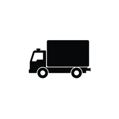 Fototapeta premium Black and white delivery truck icon representing transportation and logistics services