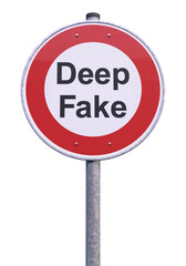 3d rendering of a prohibition  traffic sign with the message deep fake - banned symbol - isolated.