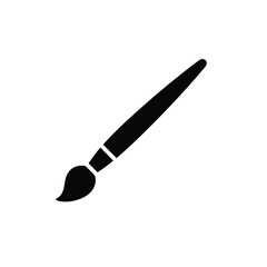 Simple black silhouette of a paintbrush isolated on a white background for artistic concepts