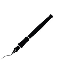 Elegant black ink pen illustration on white background symbolizing writing and creativity