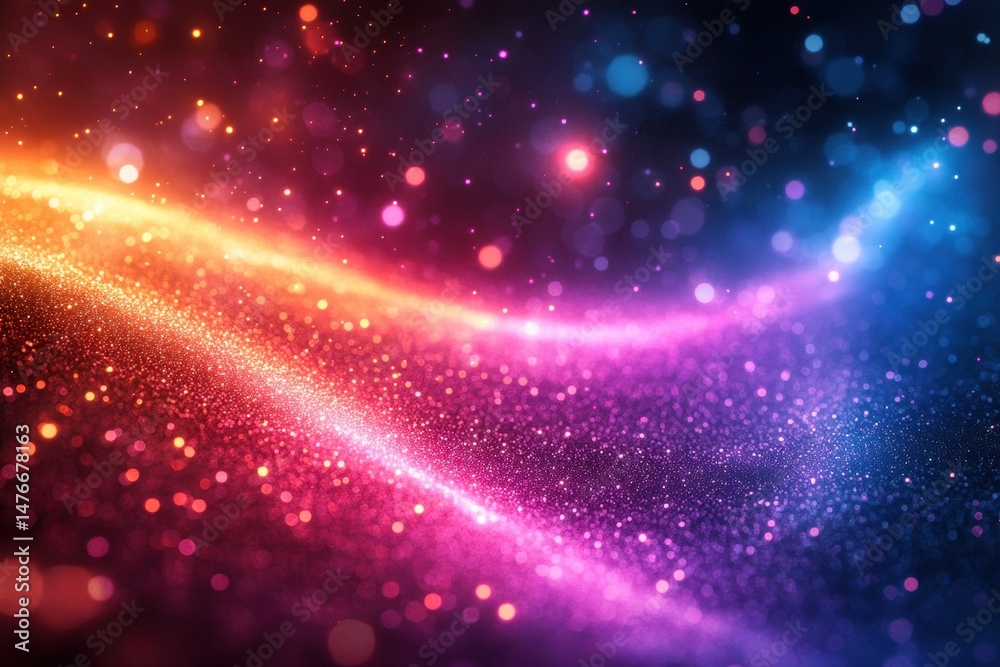 Wall mural colorful abstract lights create a shimmering wave effect with vibrant hues in a digital art display
