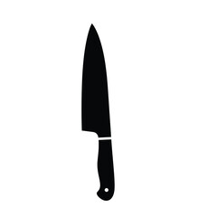 Black silhouette of a chef knife isolated on a white background for culinary concepts