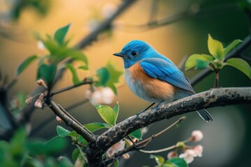 Obraz premium a small blue bird perched on a tree branch