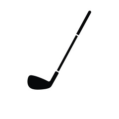 Simple black and white golf club icon isolated on a clean white background