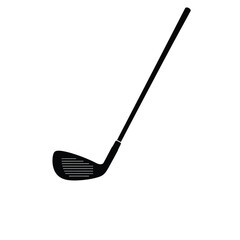 Black silhouette of a golf club isolated on a white background for design projects