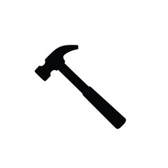Silhouette of a classic hammer isolated on a white background for construction and diy projects