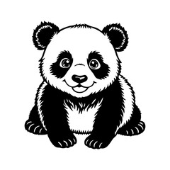 panda bear with green leaves vector illustration