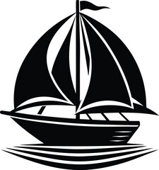 sailboat black and white silhouette vector design