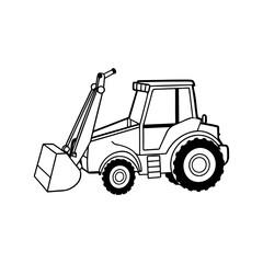 Naklejka premium bulldozer vector line art icon illustration