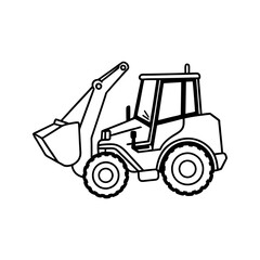 bulldozer vector line art icon illustration