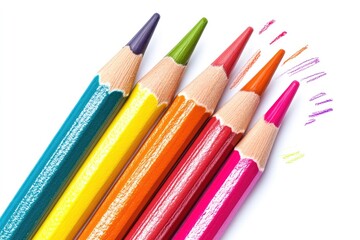 Fototapeta premium Colorful pencils arranged in a vibrant display. Sharp points and assorted hues