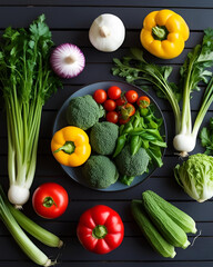 fresh vegetables, vegetable frame, wooden background, rustic food, top view vegetables, food border, healthy ingredients, organic produce, farm fresh, flat lay, cooking background, wooden table, veget