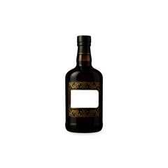 Luxury Whiskey Bottle with Ornate Gold Label - Editable Transparent Label Area