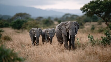 Obraz premium Majestic Elephants in Natural Habitat