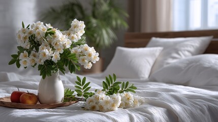 Elegant Bedroom Decor with Fresh Flowers