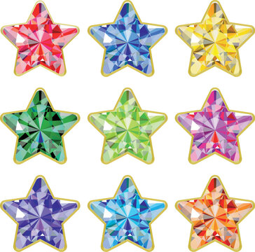 Sparkling Luxury Jewelry Set Decoration Material Star and Colorful / キラキラ輝くラグジュアリーな宝石セット 装飾 素材 星 カラフル