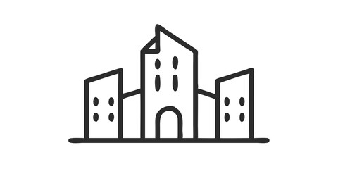 Fototapeta premium Modern City Building Logo Design, Urban Architecture Inspiration, Sleek Skyscraper Symbol