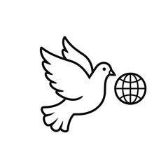 Symbolic illustration of a dove carrying the earth representing global peace and harmony