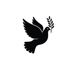 Vector illustration of a dove carrying an olive branch symbolizing peace and hope