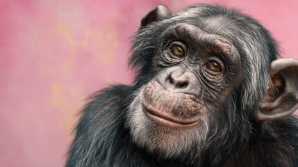 Playful Chimpanzee Portrait 3D Rendered Animal Art
