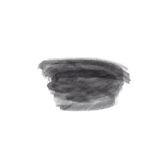 Black Ink Brush Stroke – Isolated on White Background. A bold black brush stroke with rough texture, isolated on a white background.
