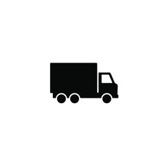 Silhouette illustration of a delivery truck with a black cargo box against a white background