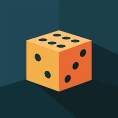 flat design dice. simple dice design. dice at the corner of the room. dice logo