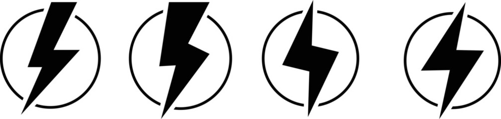 thunderbolt icon set. Lightning energy. Power energy sign. flash thunder power icon
