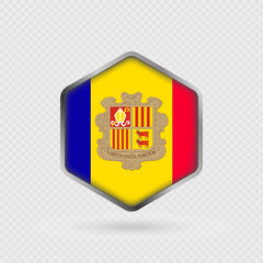 Andorra flag icon in hexagon shape.
