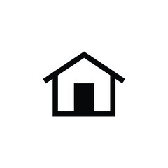 Simple black and white house icon representing home real estate or property concept