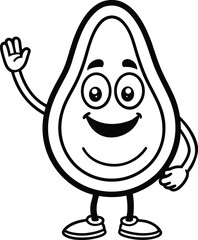 mascot avocado design waving hand vector 