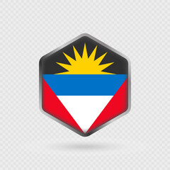 Antigua and Barbuda flag icon in hexagon shape.