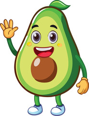 mascot avocado design waving hand vector 