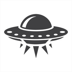 UFO in Monochrome  A Futuristic Flying Saucer Illustration or silhouette vector