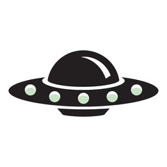 UFO in Monochrome  A Futuristic Flying Saucer Illustration or silhouette vector