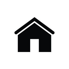 Simple black and white house icon represents real estate and home ownership concepts