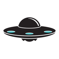 UFO in Monochrome  A Futuristic Flying Saucer Illustration or silhouette vector