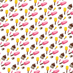 seamless pattern with ice cream 