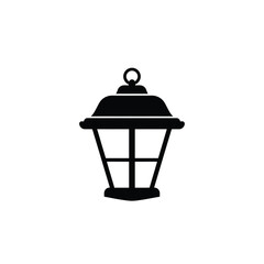 Classic black lantern illustration perfect for logos and icons on a white background