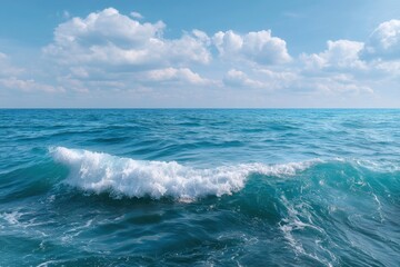 Fototapeta premium Ocean Wave: Serene Seascape Under a Blue Sky