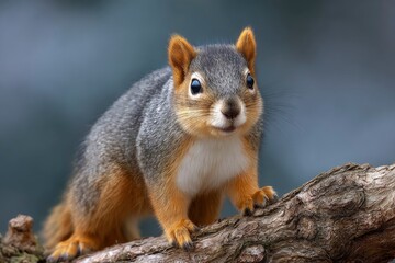 Obraz premium Adorable American Red Squirrel on a Branch: A Wildlife Portrait