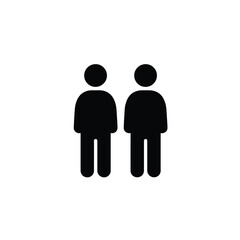 Simple vector illustration of two black silhouetted human figures standing side by side together