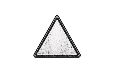 Old triangle sign – A weathered triangular metal sign with scratches, symbolizing caution or yield, isolated on a transparent background