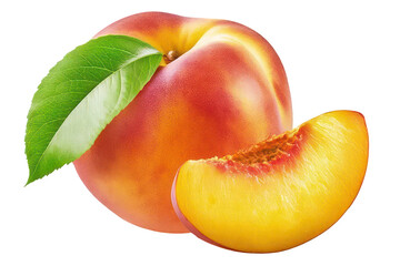peach with leaf isolated
