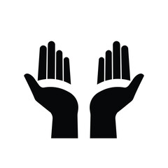 Vector illustration of open hands showing care and charity against a white background