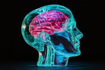 Transparent representation of a human head and brain.