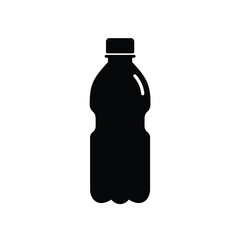 Black and white vector illustration of a plastic water bottle isolated on white background