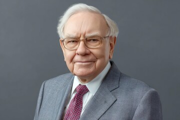 Warren Buffett: A Serene Portrait in Grey Suit
