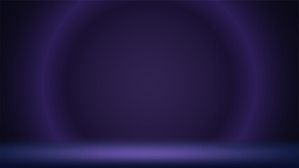 Purple stage background. Minimalist dim interior studio room. Backdrop for montage displaying products presentation, advertising. Showcase. Template layout for ad. Circular gradient. Vector